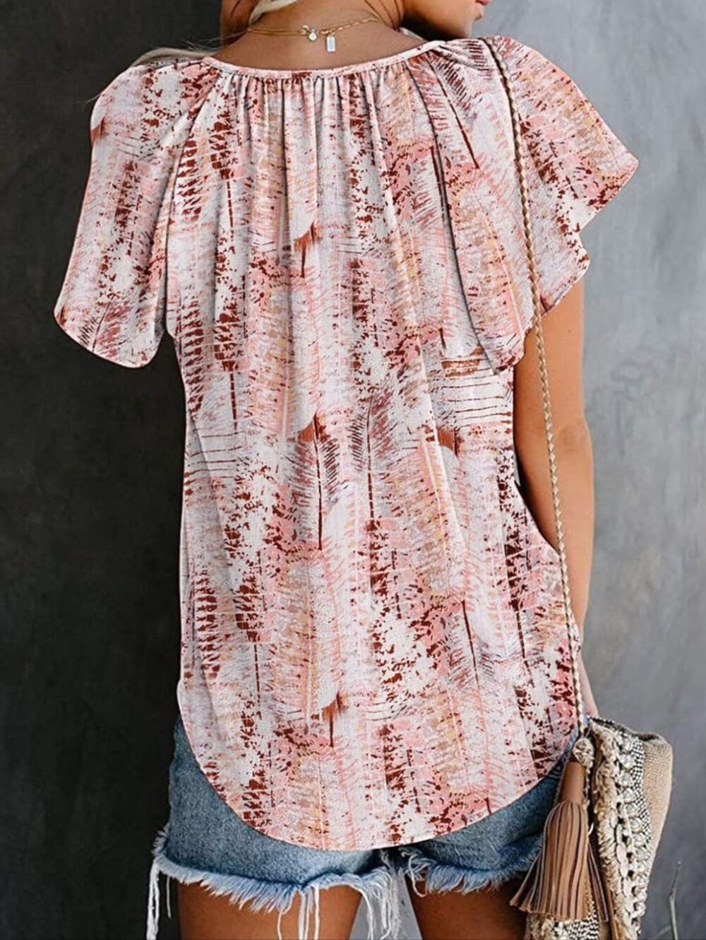 SIMPLE FUN - SIZE XL Flowy Ruffle-Sleeve Blouse - Picture 2 of 14
